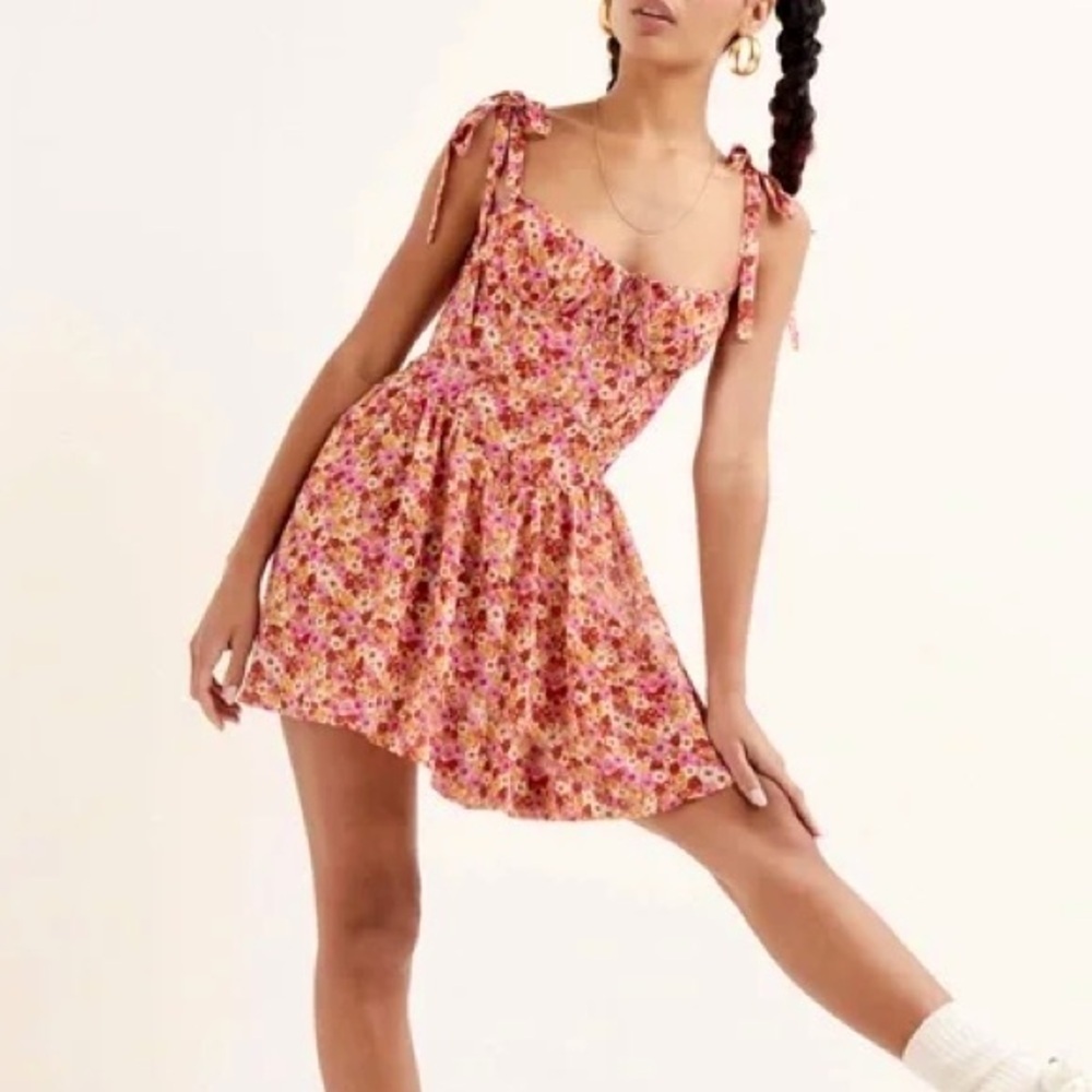 Inspired Hearts Y2K Floral Ruffle Sleeve Mini Babydoll Dress Size L/XL Milkmaid